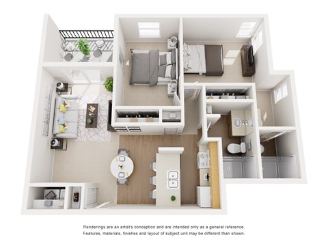 Floor plan for 2 beds, 2 baths, 880 sqft